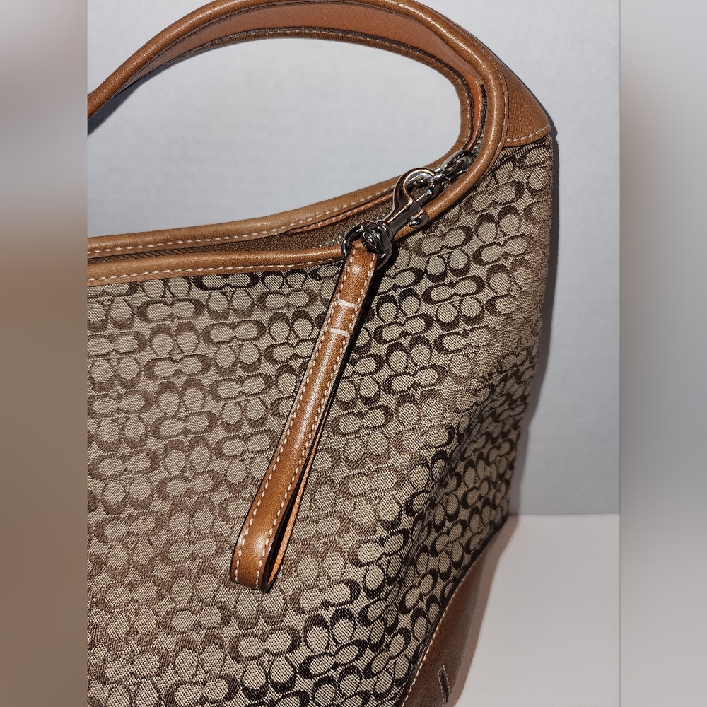 Coach Hobo Signature Canvas Bag W Leather Trim 6618 - Picture 10 of 14